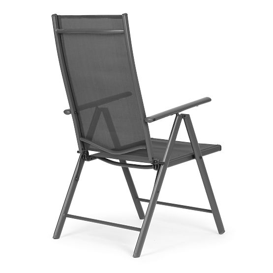 Folding Steel Garden Chair with Adjustable Backrest Grey MultiGarden
