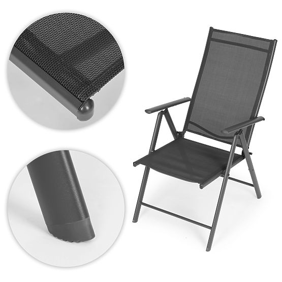 Folding Steel Garden Chair with Adjustable Backrest Grey MultiGarden