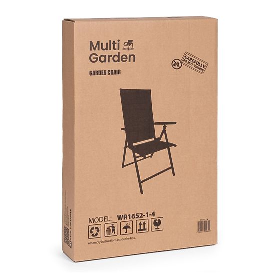 Folding Steel Garden Chair with Adjustable Backrest Grey MultiGarden