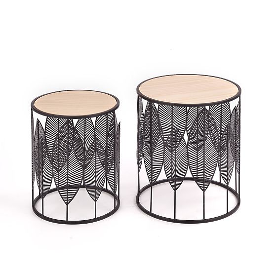 FOLLA set of 2 benches black / natural (1p=1pc)