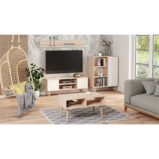 Fondi Cabinet Shelf Sonoma Oak - White, Scandinavian