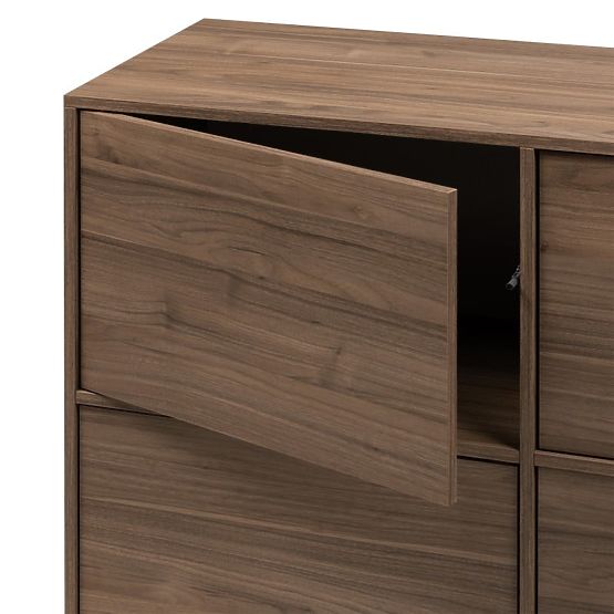 Four-Door Japandi Sideboard in Royal Walnut