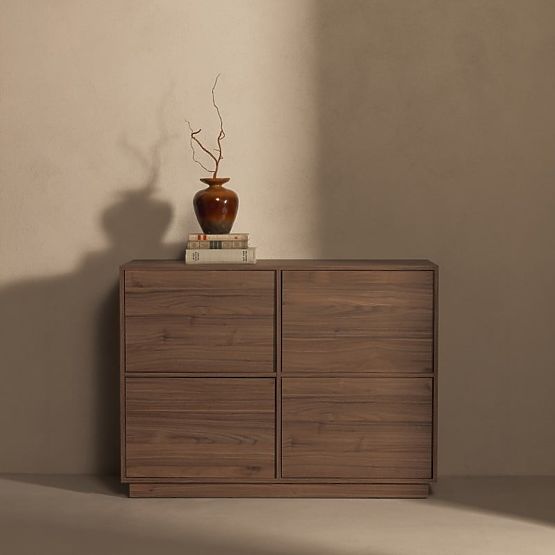 Four-Door Japandi Sideboard in Royal Walnut