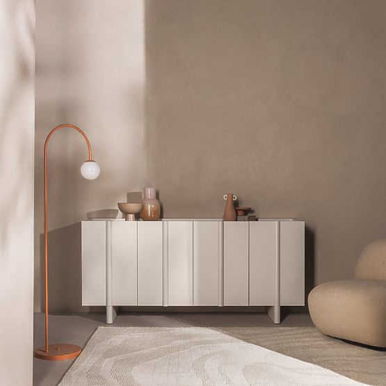 Four-Door Moss Sideboard in Cashmere, Rounded