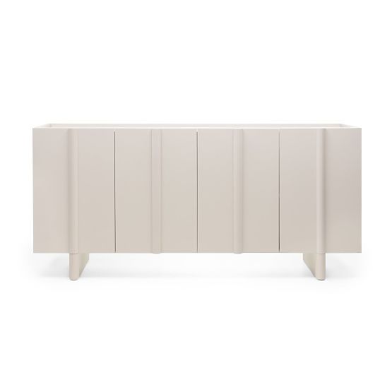 Four-Door Moss Sideboard in Cashmere, Rounded