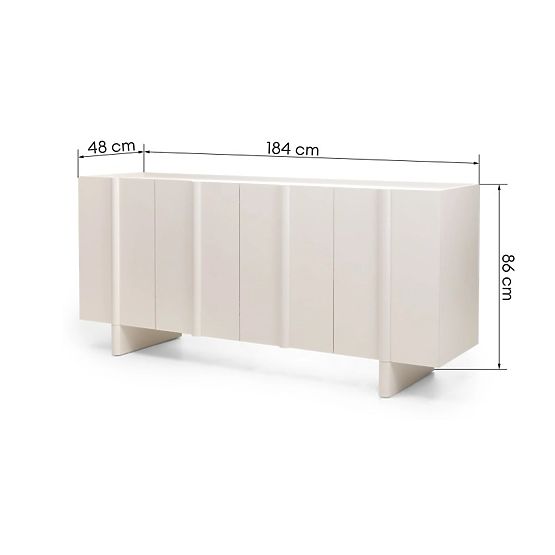 Four-Door Moss Sideboard in Cashmere, Rounded