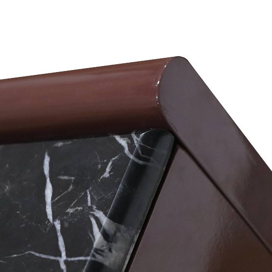 Four-Door Sideboard Loren, Burgundy/Brown, Marble, Glossy