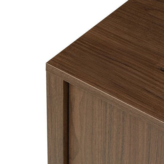 Four-Door Sideboard Moku Walnut Villa, Rounded Front Surfaces