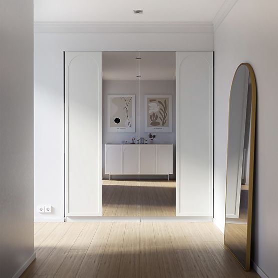 Four-Door Wardrobe Neroli, Arch/Mirror, White