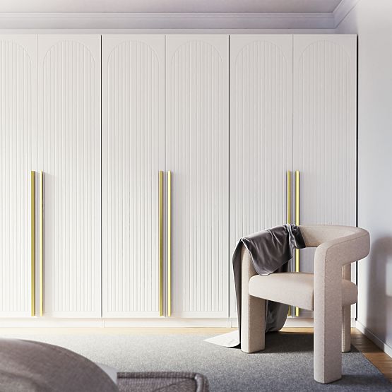 Four-Door Wardrobe Neroli, Arched Grooving, White