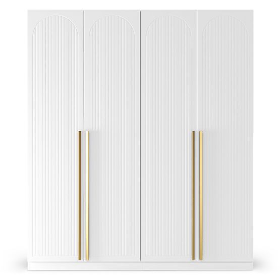 Four-Door Wardrobe Neroli, Arched Grooving, White
