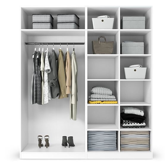 Four-Door Wardrobe Neroli, Arched Grooving, White