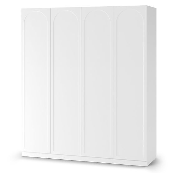 Four-Door Wardrobe Neroli, Arched Panel, White