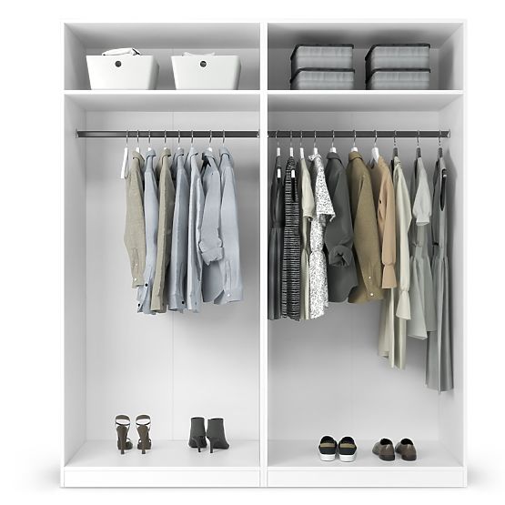 Four-Door Wardrobe Neroli, Grooves in Arch/Mirror, White