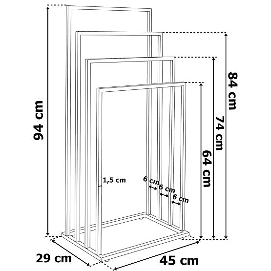 Four-Level Towel Rack NELI Black