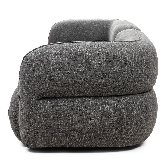 Four-seater living room sofa Luvio gray, rounded shapes