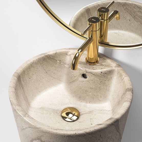 Freestanding Ceramic Washbasin Blanka Natural Matt Marble