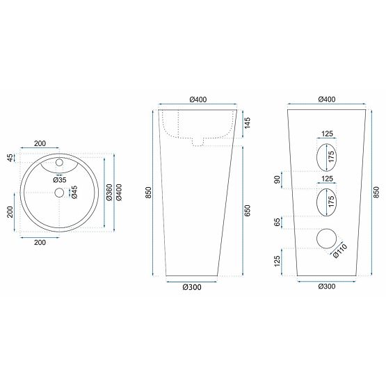 Freestanding Ceramic Washbasin Blanka Natural Matt Marble
