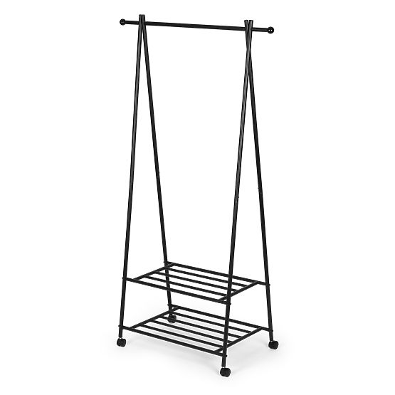Freestanding Coat Rack with 2 Shelves for Clothes and Shoes ModernHome