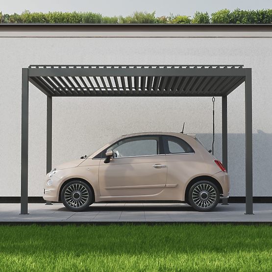 Freestanding Garden Pergola Antilla in Aluminum, 4x3 m, Bioclimatic, Adjustable Louvers, Anthracite