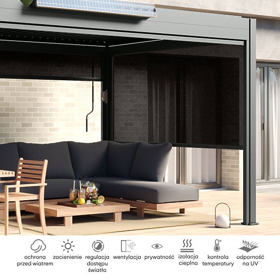 Freestanding Garden Pergola Antilla in Aluminum, 5x3 m, Bioclimatic, Adjustable Louvers, Anthracite