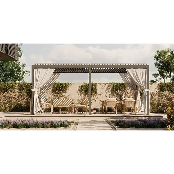 Freestanding Garden Pergola Antilla in Aluminum, 6x3 m, Bioclimatic, Adjustable Louvers, Anthracite