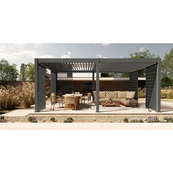 Freestanding Garden Pergola Lumera, Aluminum, 4x6 m, Bioclimatic, LED Lighting, Electric