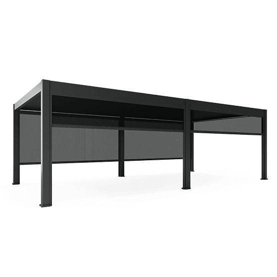 Freestanding Garden Pergola Lumera in Aluminum, 4x8 m, Bioclimatic, LED Lighting, Electric