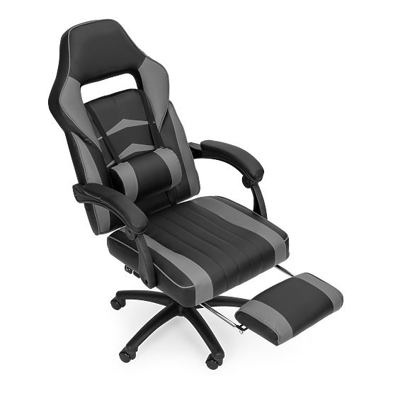 Gaming Office Chair with Adjustable Footrest and Lumbar Pillow