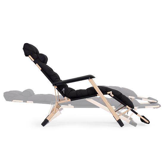 Garden Beach Lounger 2-in-1 with Pillow, Adjustable Footrest, Black, Gold Frame MultiGarden