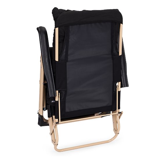 Garden Beach Lounger 2-in-1 with Pillow, Adjustable Footrest, Black, Gold Frame MultiGarden