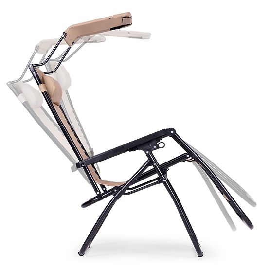 Garden Beach Lounger with Adjustable Backrest and Movable Canopy Modernhome - Beige