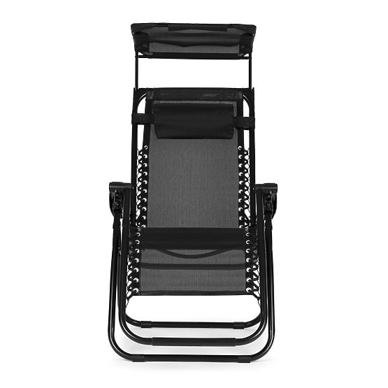 Garden Beach Lounger with Adjustable Backrest and Movable Canopy Modernhome - Black