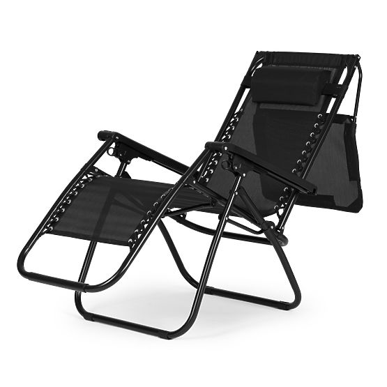 Garden Beach Lounger with Adjustable Backrest and Movable Canopy Modernhome - Black