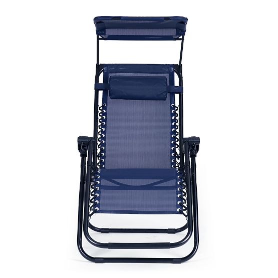 Garden Beach Lounger with Adjustable Backrest and Movable Canopy Modernhome - Blue