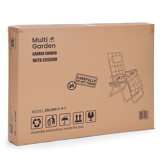 Garden Beach Lounger with Adjustable Backrest and Pillow + Headrest Black MultiGarden