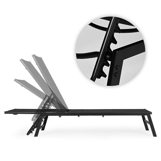Garden Beach Lounger with Adjustable Backrest, Steel Frame, Black MultiGarden