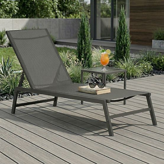 Garden Beach Lounger with Adjustable Backrest, Steel Frame, Gray MultiGarden