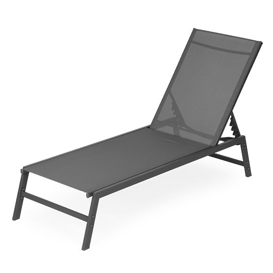 Garden Beach Lounger with Adjustable Backrest, Steel Frame, Gray MultiGarden