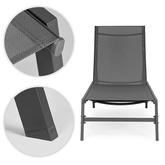 Garden Beach Lounger with Adjustable Backrest, Steel Frame, Gray MultiGarden