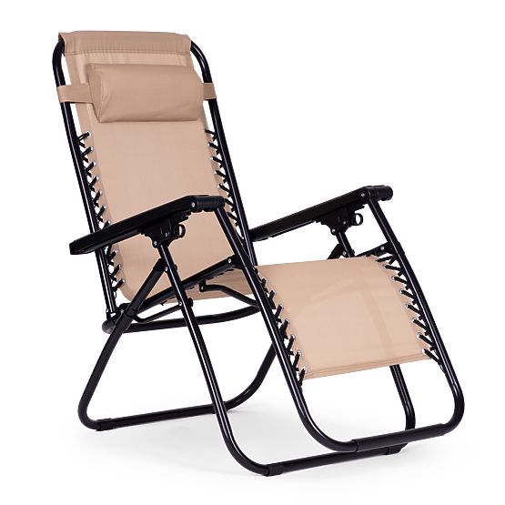 Garden Beach Lounger with Adjustable Backrest ZERO GRAVITY ModernHome - Beige