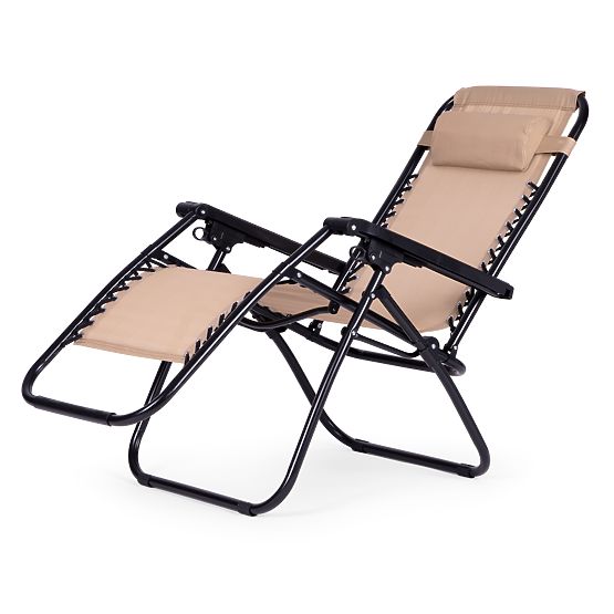 Garden Beach Lounger with Adjustable Backrest ZERO GRAVITY ModernHome - Beige