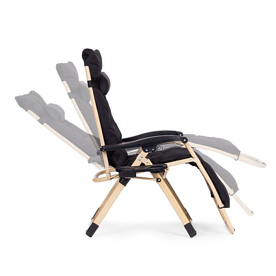 Garden Beach Lounger with Pillow and Adjustable Backrest Black with Gold Frame MultiGarden