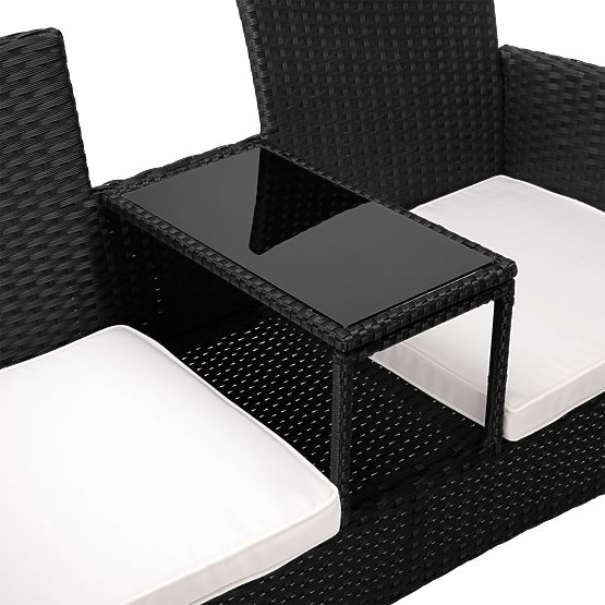 Garden Bench from Technorattan Sofa CORDOBA Black with Beige Cushions