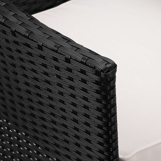 Garden Bench from Technorattan Sofa CORDOBA Black with Beige Cushions