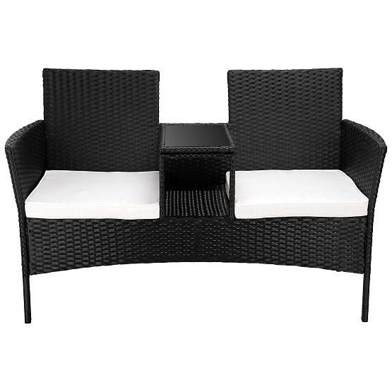 Garden Bench from Technorattan Sofa CORDOBA Black with Beige Cushions
