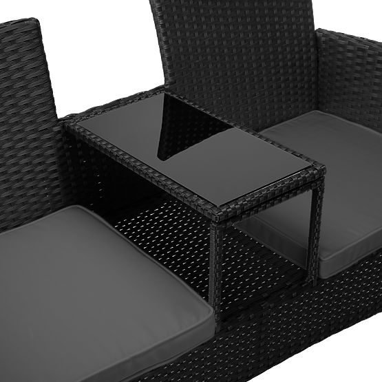 Garden Bench from Technorattan Sofa CORDOBA Black with Gray Cushions