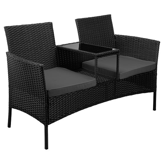 Garden Bench from Technorattan Sofa CORDOBA Black with Gray Cushions