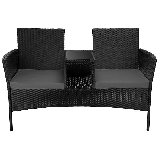 Garden Bench from Technorattan Sofa CORDOBA Black with Gray Cushions