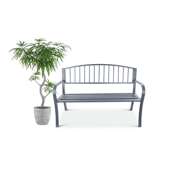 Garden Bench with Backrest for Terrace Balcony Metal Frame Graphite